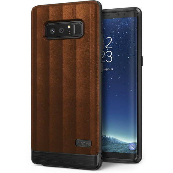 Ringke Flex S Case Compatible with Samsung Galaxy Note 8, Coated Textured Leather Flexible TPU Cover - Brown