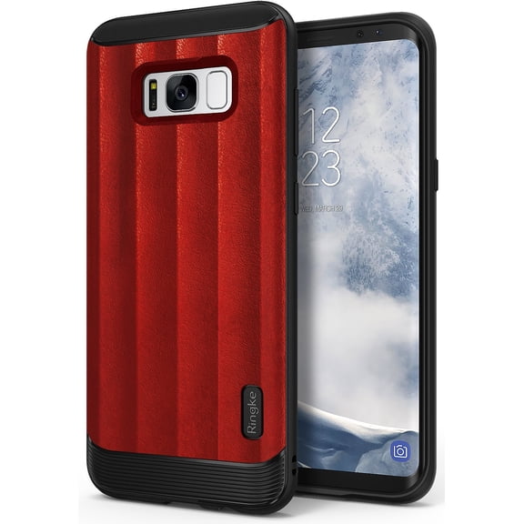Ringke Flex S Case Compatible with Samsung Galaxy Note 8, Coated Textured Leather Flexible TPU Cover - Red