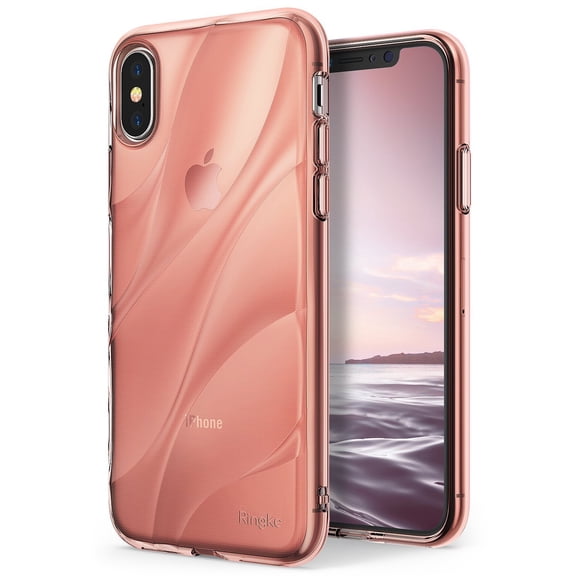 Ringke Flow Case Compatible with iPhone 8, Minimalist Wavy Textured Shock Absorption TPU Lightweight Design Cover - Rose Gold