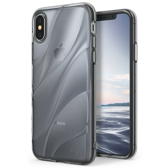 Ringke Flow Case Compatible with iPhone 8, Minimalist Wavy Textured Shock Absorption TPU Lightweight Design Cover - Smoke Black