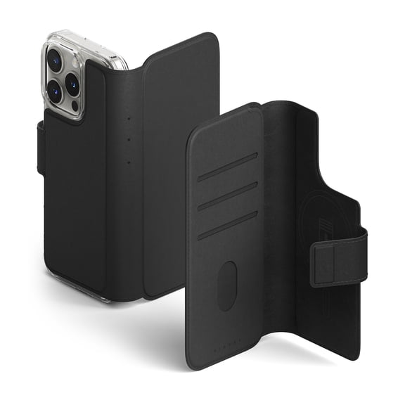 Ringke Folio Wallet Magnetic for iPhone 16 15 14 13 Pro Max Plus Case, Detachable Wallet Premium Leather Cover for Magsafe Case - Black