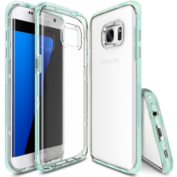 Ringke Frame Case Compatible with Samsung Galaxy S7 Edge, Dual-Layer Reinforced TPU + PC Bumper Cover - Frost Mint