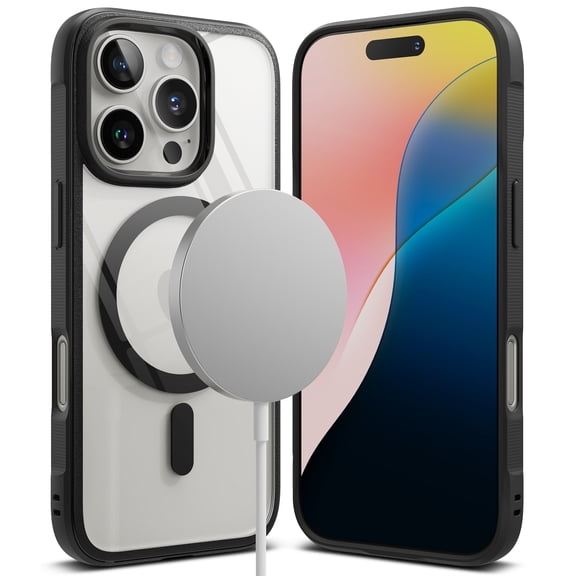 Ringke Fusion Bold Magnetic for iPhone 16 Pro Case, Compatible with MagSafe Anti-Yellowing Transparent PC Back Firm Grip Frame TPU Bumper Phone Cover - Black