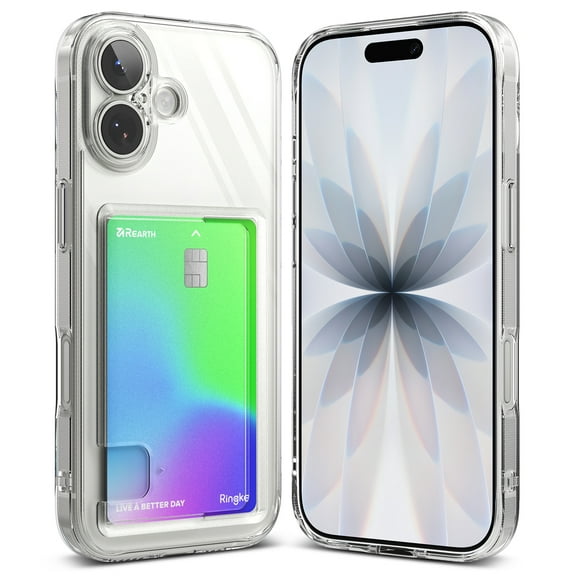 Ringke Fusion Card [Built-in Card Storage] for iPhone 17 Case, Slim Transparent Shockproof Camera-Cutout Cover - Clear