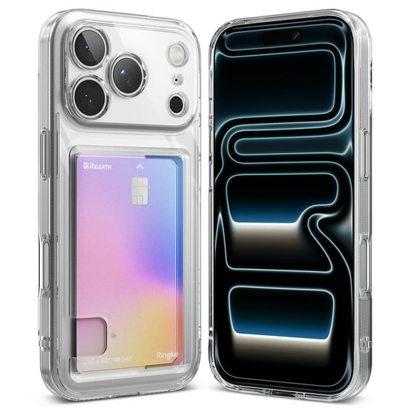 Ringke Fusion Card [Built-in Card Storage] for iPhone 17 Pro Case, Slim Transparent Shockproof Camera-Cutout Cover - Clear