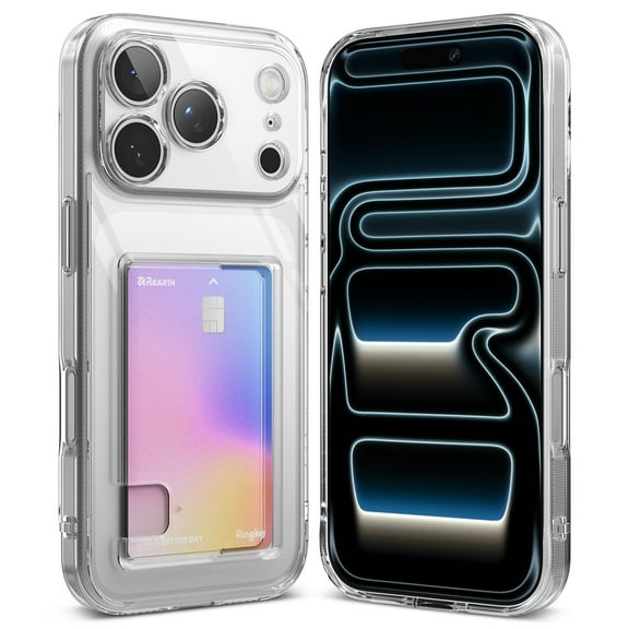 Ringke Fusion Card [Built-in Card Storage] for iPhone 17 Pro Max Case, Slim Transparent Shockproof Camera-Cutout Cover - Clear