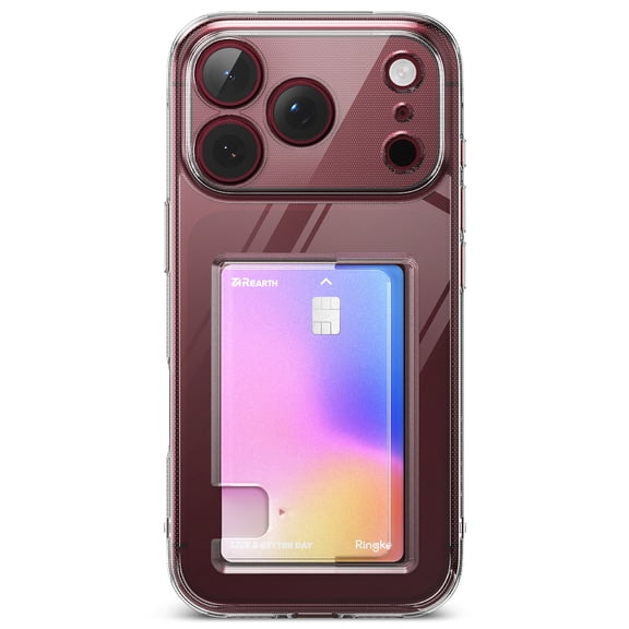 Ringke Fusion Card iPhone 18 Pro Max Wallet Case, Anti-Yellowing Transparent Card Holder, Holds 1 Card, Camera Control Button Cover, Shockproof, Wireless Charging - Clear