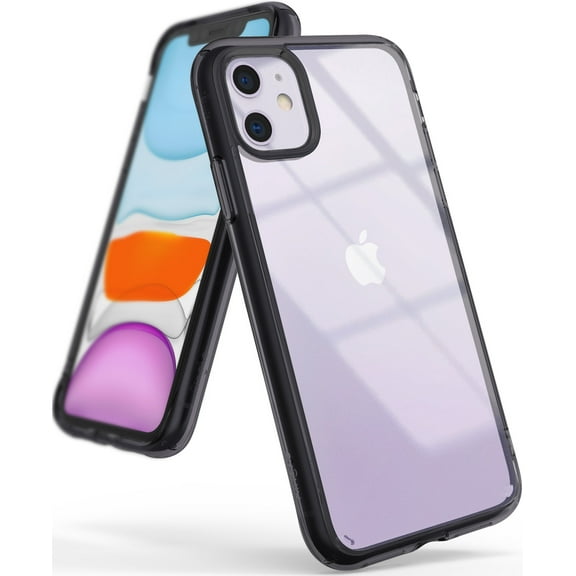 Ringke Fusion Case Compatible with iPhone 11, Transparent PC Back TPU Bumper Drop Protection Phone Cover - Smoke Black