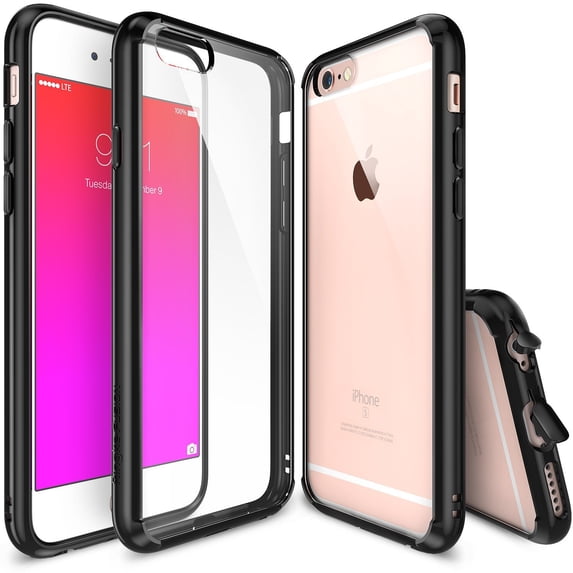 Ringke Fusion Case Compatible with iPhone 6 Plus, Transparent PC Back TPU Bumper Drop Protection Phone Cover - Black