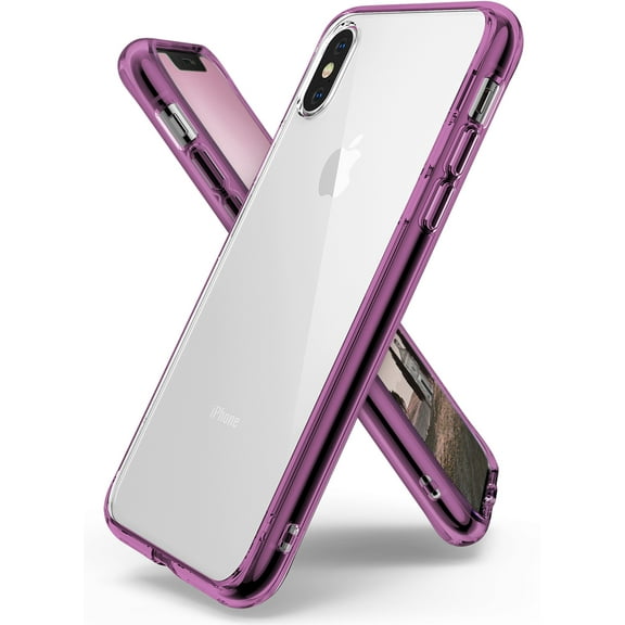 Ringke Fusion Case Compatible with iPhone X, Transparent PC Back TPU Bumper Drop Protection Phone Cover - Orchid Purple