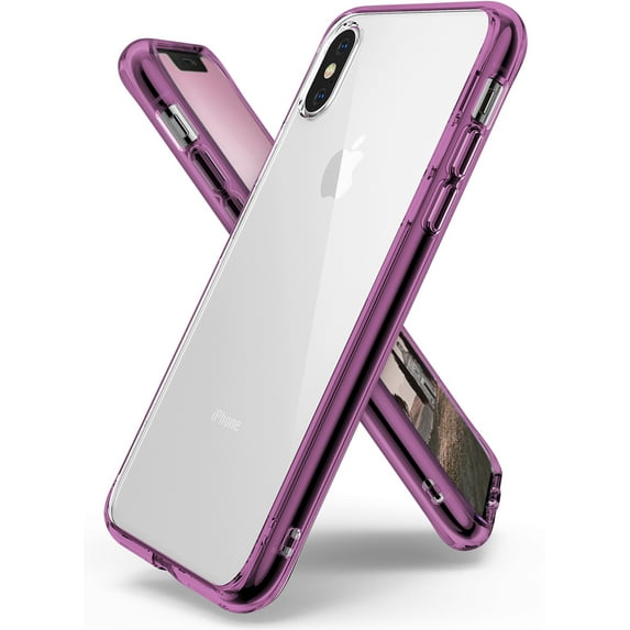 Ringke Fusion Case Compatible with iPhone X, Transparent PC Back TPU Bumper Drop Protection Phone Cover - Orchid Purple