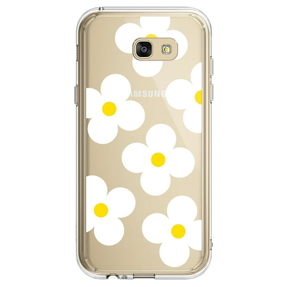 Ringke Fusion Deco Case Compatible with Samsung Galaxy S8 Plus, Transparent PC Back Cover with Deco Sheet - White Daisies