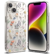 Ringke Fusion Design Compatible with iPhone 14 Plus Case, Transparent 3D Print Design Hard Back with Shockproof Clear Bumper Cover - Dry Flowers