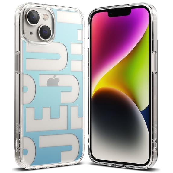 Ringke Fusion Design Compatible with iPhone 14 Plus Case, Transparent 3D Print Design Hard Back with Shockproof Clear Bumper Cover - Jeju