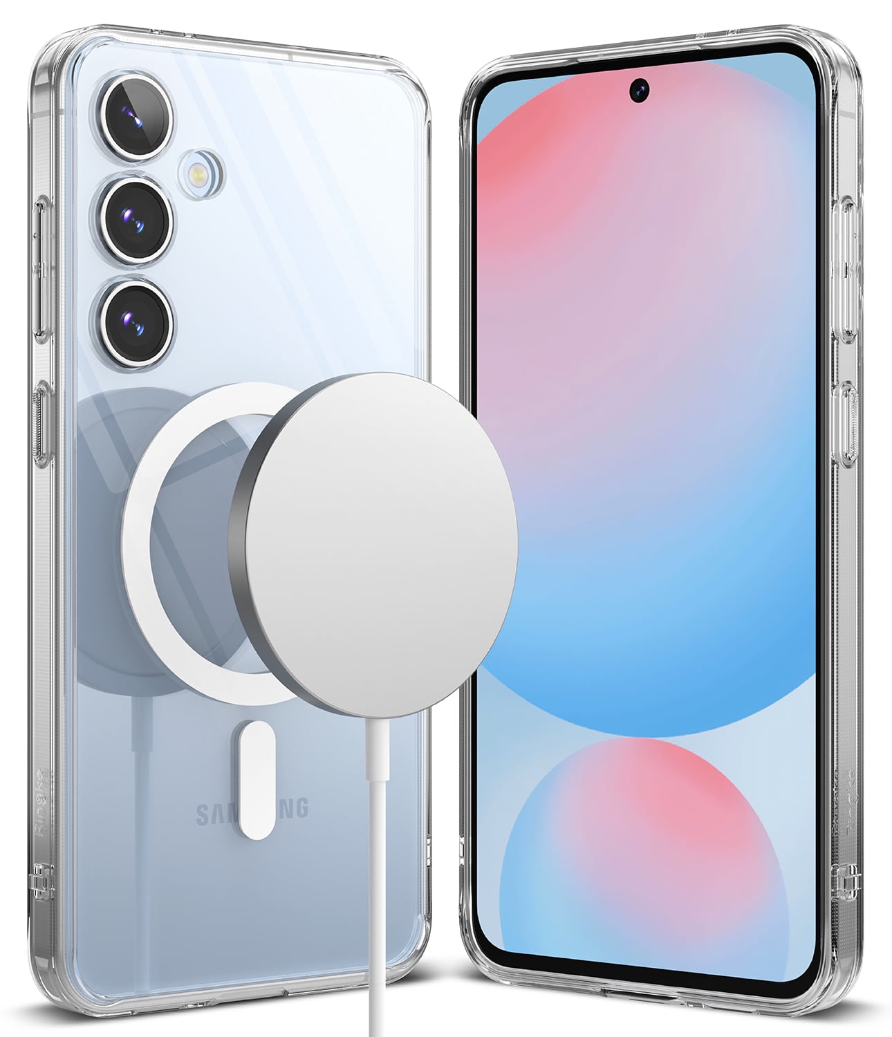 Ringke Fusion Magnetic for Samsung Galaxy S24 FE Case, Compatible with MagSafe Minimal Yellowing Transparent PC Back TPU Bumper Phone Cover - Clear