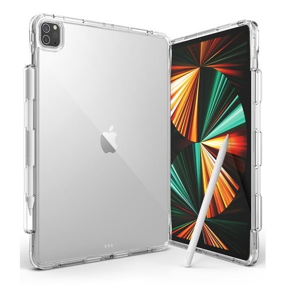 Ringke Fusion Plus Compatible with iPad Pro 12.9 (2022/2021/2020/2018) Case, Transparent Shockproof Cover with Pencil Holder - Clear