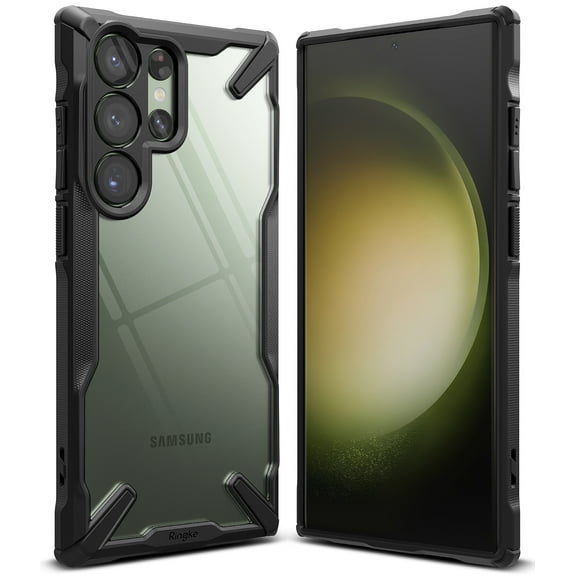Ringke Fusion-X [Anti-Scratch Dual Coating] Compatible with Samsung Galaxy S23 Ultra 5G Case, Augmented Bumper Clear Hard Back Heavy Duty Shockproof Advanced Protective Cover - Black