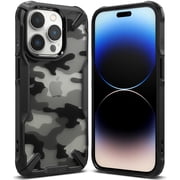 Ringke Fusion-X [Anti-Scratch Dual Coating] Compatible with iPhone 14 Pro Max Case 6.7 Inches, Augmented Bumper Clear Hard Back Heavy Duty Shockproof Advanced Protective Cover - Camo Black