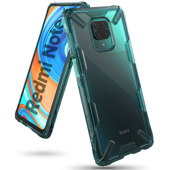 Ringke Fusion-X Case Compatible with Xiaomi Redmi Note 9 Pro / 9 Pro Max / 9S, Transparent Hard Back Shockproof Advanced Bumper Cover - Turquoise Green