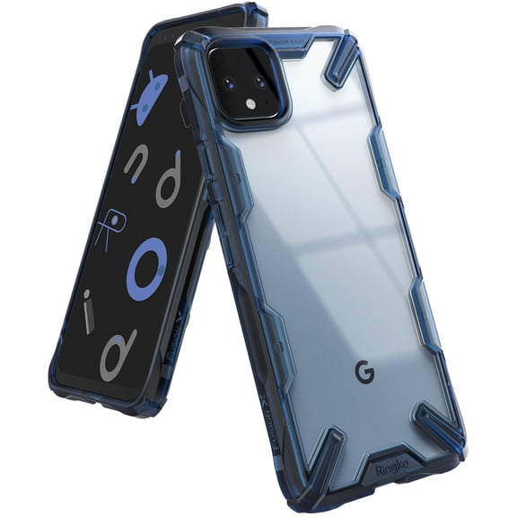 Ringke Fusion-X Case Compatible with Google Pixel 4, Transparent Hard Back Shockproof Advanced Bumper Cover - Space Blue