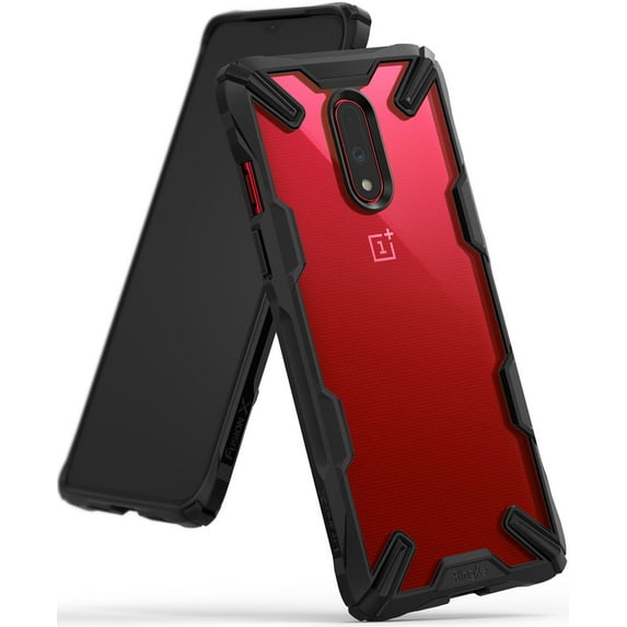 Ringke Fusion-X Case Compatible with OnePlus 7, Transparent Hard Back Shockproof Advanced Bumper Cover - Black