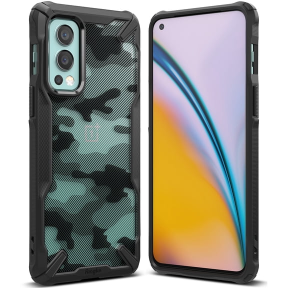 Ringke Fusion-X Case Compatible with OnePlus Nord 2, Transparent Hard Back Shockproof Advanced Bumper Cover - Camo Black