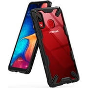 Ringke Fusion-X Case Compatible with Samsung Galaxy A20, Transparent Hard Back Shockproof Advanced Bumper Cover - Black
