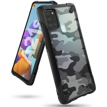 Ringke Fusion-X Case Compatible with Samsung Galaxy A21s, Transparent Hard Back Shockproof Advanced Bumper Cover - Camo Black