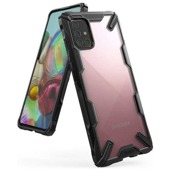 Ringke Fusion-X Case Compatible with Samsung Galaxy A71, Transparent Hard Back Shockproof Advanced Bumper Cover - Black