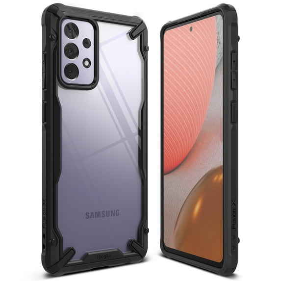 Ringke Fusion-X Case Compatible with Samsung Galaxy A72, Transparent Hard Back Shockproof Advanced Bumper Cover - Black