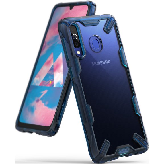 Ringke Fusion-X Case Compatible with Samsung Galaxy M30, Transparent Hard Back Shockproof Advanced Bumper Cover - Space Blue