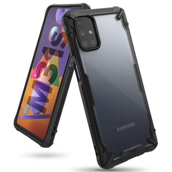 Ringke Fusion-X Case Compatible with Samsung Galaxy M31s, Transparent Hard Back Shockproof Advanced Bumper Cover - Black
