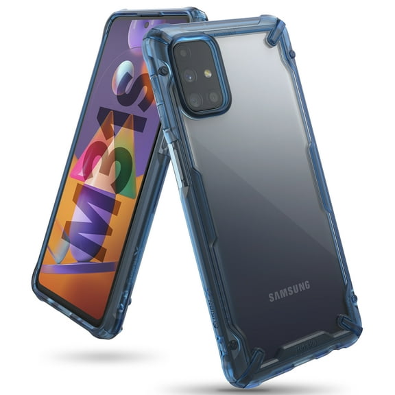 Ringke Fusion-X Case Compatible with Samsung Galaxy M31s, Transparent Hard Back Shockproof Advanced Bumper Cover - Space Blue