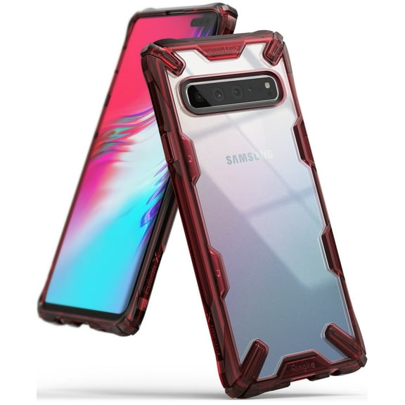 Ringke Fusion-X Case Compatible with Samsung Galaxy S10 5G, Transparent Hard Back Shockproof Advanced Bumper Cover - Ruby Red