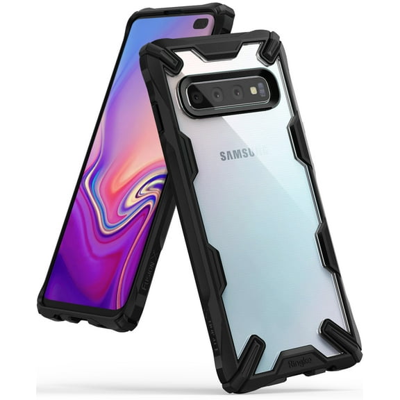 Ringke Fusion-X Case Compatible with Samsung Galaxy S10 Plus, Transparent Hard Back Shockproof Advanced Bumper Cover - Black