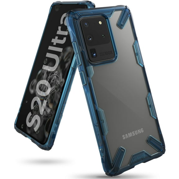 Ringke Fusion-X Case Compatible with Samsung Galaxy S20 Ultra, Transparent Hard Back Shockproof Advanced Bumper Cover - Space Blue