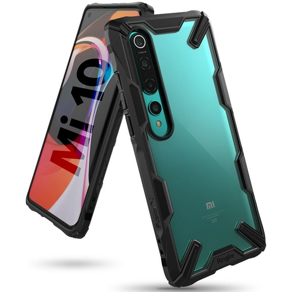 Ringke Fusion-X Case Compatible with Xiaomi Mi 10 / Mi 10 Pro, Transparent Hard Back Shockproof Advanced Bumper Cover - Black