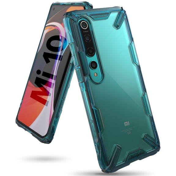 Ringke Fusion-X Case Compatible with Xiaomi Mi 10 / Mi 10 Pro, Transparent Hard Back Shockproof Advanced Bumper Cover - Turquoise Green