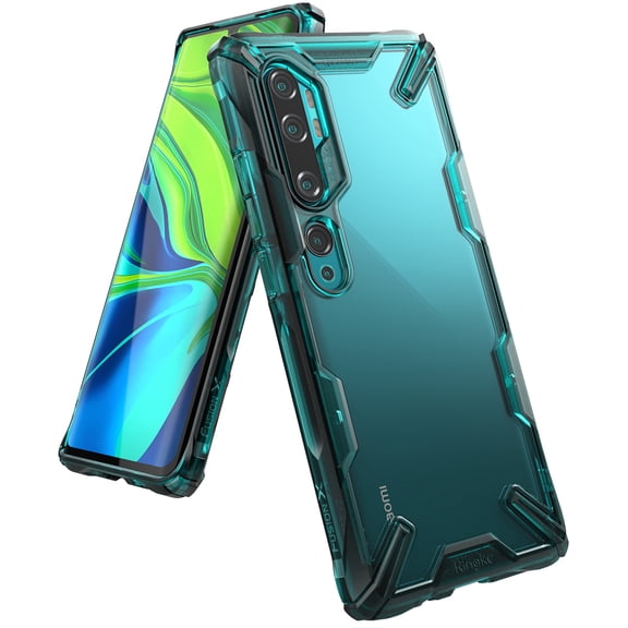 Ringke Fusion-X Case Compatible with Xiaomi Mi Note 10, Transparent Hard Back Shockproof Advanced Bumper Cover - Turquoise Green