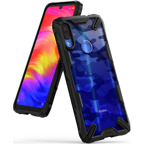 Ringke Fusion-X Case Compatible with Xiaomi Redmi Note 7, Transparent Hard Back Shockproof Advanced Bumper Cover - Camo Black