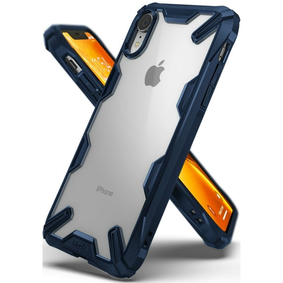 Ringke Fusion-X Case Compatible with iPhone XR, Transparent Hard Back Shockproof Advanced Bumper Cover - Navy