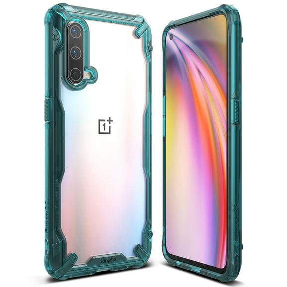 Ringke Fusion-X Compatible with OnePlus Nord CE 5G Case, Shockproof Hard Back Rugged Bumper Cover - Turquoise Green