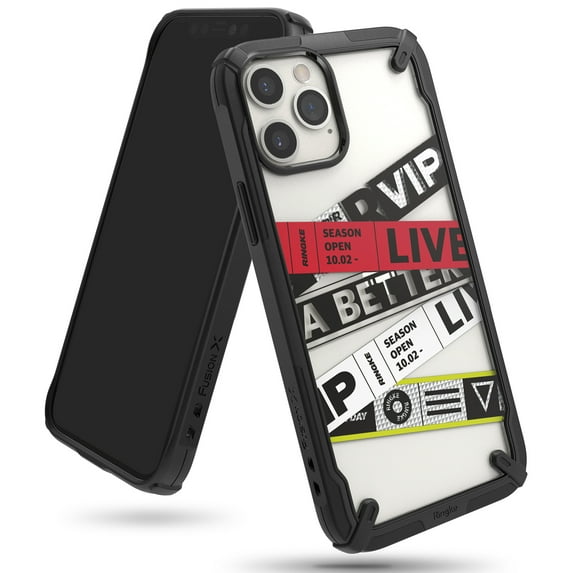 Ringke Fusion-X Design Case Compatible with iPhone 12 Pro / 12, Designed Hard Back Shockproof Advanced Bumper Cover - Ticket Band_ver.2