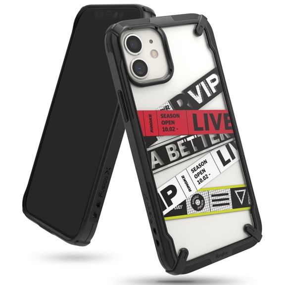 Ringke Fusion-X Design Case Compatible with iPhone 12 mini, Designed Hard Back Shockproof Advanced Bumper Cover - Ticket Band_ver.2