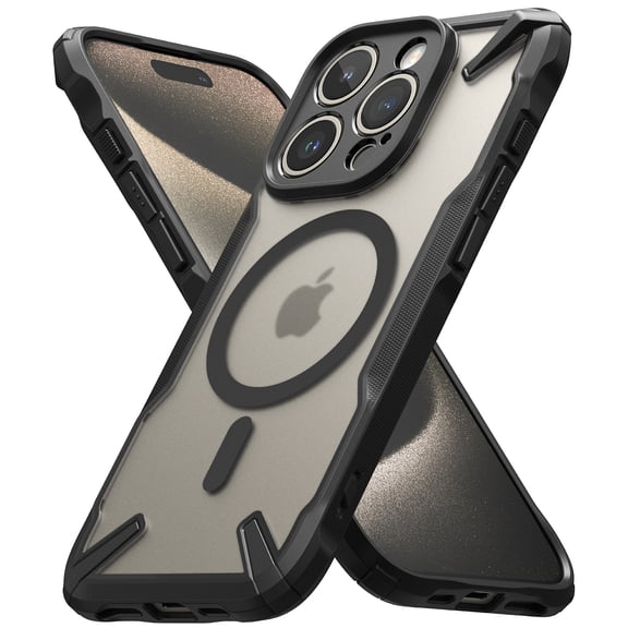 Ringke Fusion-X Magnetic [Compatible with MagSafe] Designed for iPhone 15 Pro Max Case, Anti-Fingerprint Rugged Shockproof Protective Phone Cover - Matte Black