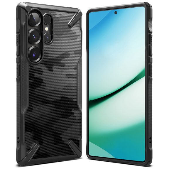 Ringke Fusion-X for Galaxy S25 Ultra Case, Lightweight Anti-Fingerprint Heavy Duty Rugged Shockproof Protective Cover - Camo Black