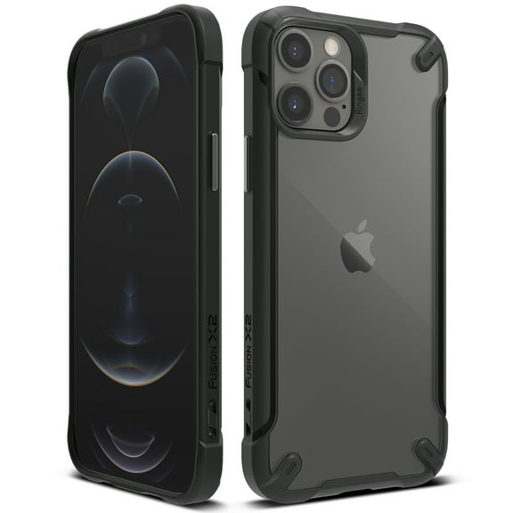 Ringke Fusion-X2 Case Compatible with iPhone 12 Pro / 12, Transparent Back Shockproof Advanced Side Grip TPU Phone Cover - Black