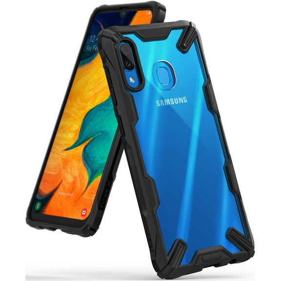 Ringke Fusion-x Case Compatible with Samsung Galaxy A30, Hard Back Shockproof Bumper Cover - Black