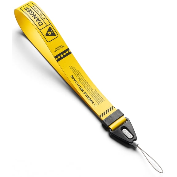 Ringke Hand Strap, Waterproof Design Pattern Wrist Strap for Cell Phone Cases, Keys, Cameras & ID QuikCatch Lanyard Adjustable String - Danger Yellow