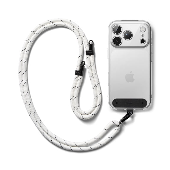 Ringke Holder Link Black [Strap + Phone Tether Tab] for Cell Phone Case, Adjustable Lanyard Strap with Anti-Tearing Technology Pads for Universal Smartphone - Cloud White
